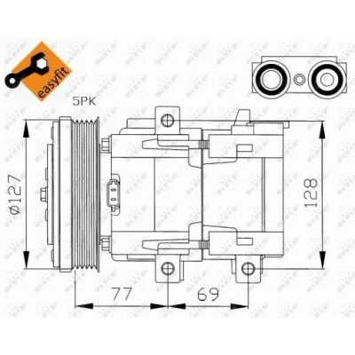 Imagem de NRF 32061 compressor FS10 170 12 PAG 46 com óleo de PAG, retentor EASY FIT