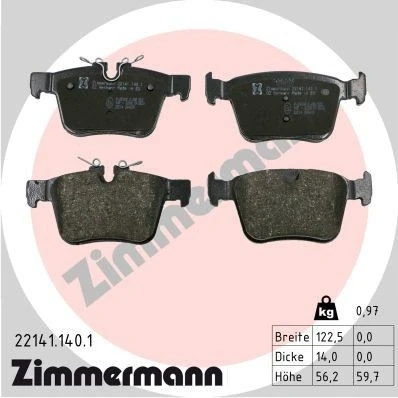 Imagem de ZIMMERMANN 22141.140.1 Jogo de pastilhas para travão disco preparado indicador aviso desgaste JAGUAR: I Pace (X590) EV400 AWD