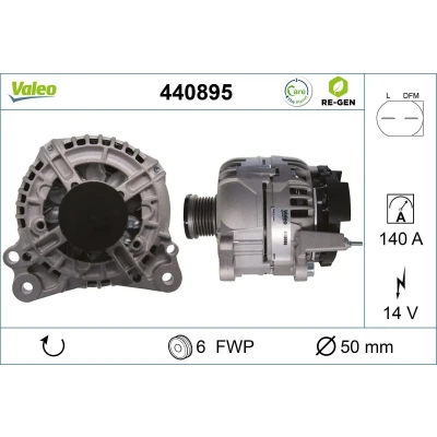 Imagem de VALEO 440895 Alternador 14V 140A VOLKSWAGEN: Polo IV Hatchback, GOLF 6, V SEAT: Leon II Ibiza 4 Sportcoupe
