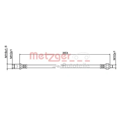 Imagem de METZGER 4111495 Mangueira de Travão Eixo traseiro esquerdo, direito, interior 353 M10x1