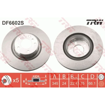 Imagem de TRW DF6602S disco de travão 345 24 5 120 ventilado, duas peças alto carbono BMW: 3 Touring, 1 Hatchback, Sedan