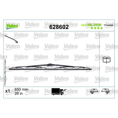 Imagem de Escova do limpa vidros Valeo 628602 600mm de ambos os lados Fixação por ganchos Com ejector água integrado RENAULT: MASTER 2 Kasten, Bus