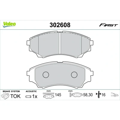 Imagem de VALEO 302608 Jogo de pastilhas para travão disco Eixo dianteiro incl. contacto aviso desgaste com chapa anti ruído MAZDA: Série B Pick up