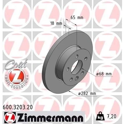 Imagem de ZIMMERMANN COAT Z 600.3203.20 Disco de travão 282 18 6/5 5 112 cheio revestido VOLKSWAGEN: Transporter 4 Bus,