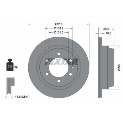 Imagem de TEXTAR 92091600 Disco de travão 313 18 06/07 139,7 interior ventilado sem pernos fixação da roda, cubo roda OPEL: Frontera A SUV