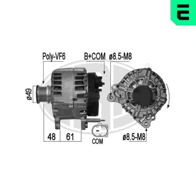 Imagem de ERA 209287A Alternador 14V 140A AUDI: A3 Sedan, VOLKSWAGEN: Crafter 30 35 Minibus, Transporter 5, SKODA: Octavia 3 Combi