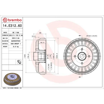 Imagem de Tambor de travão BREMBO 14.E312.60