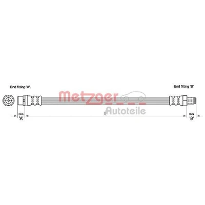 Imagem de METZGER 4110255 Mangueira de Travão 324 M10 x 1 AUDI: A6 C6 Sedan