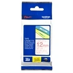 Imagem de Fita Laminada Brother TZe, 1,2 cm, Vermelho sobre Transparente, Transferência Térmica