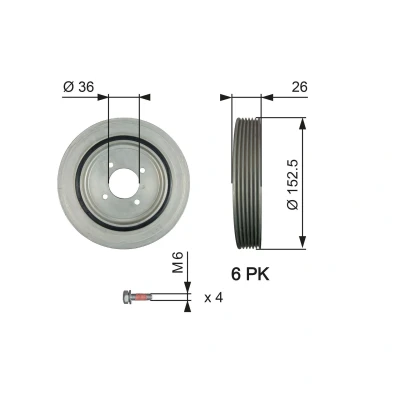 Imagem de GATES TVD1011A Polia da Cambota 136 com acessórios FleetRunner Micro V Stretch Fit PEUGEOT: 206 Hatchback, Expert I Van, 306 Hatchback