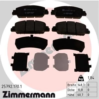 Imagem de ZIMMERMANN 25792.170.1 Jogo de pastilhas para travão disco com avisador sonoro desgaste A imagem corresponde ao volume fornecimento