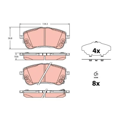 Imagem de TRW GDB2345 Jogo de pastilhas para travão disco com avisador sonoro desgaste acessórios TOYOTA: Corolla XII Sedan
