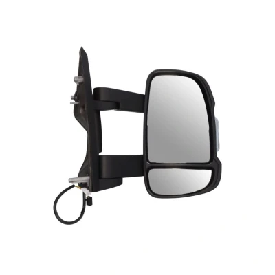 Imagem de espelho retrovisor Spj E 2338 à direita granulado branco manual convexo, braço do de tamanho médio para veículo com volante esquerda