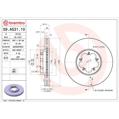 Imagem de BREMBO Disco de travão FORD: Transit Mk6 Van, Minibus 300mm 28mm 5 interior ventilado 09.A531.10 1371393,1385387,1503287,1546747,2256302