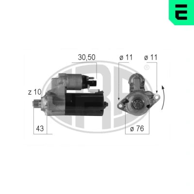 Imagem de ERA 220606A Motor de arranque 12 1,7 10 VOLKSWAGEN: Golf 4, 5, Caddy 3, AUDI: A3 Hatchback, Sportback, SKODA: Superb II Carrinha