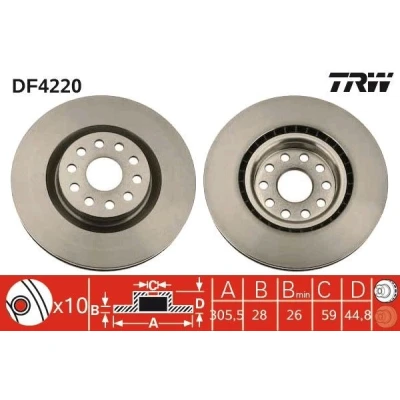 Imagem de TRW DF4220 Disco de travão 305,5 28 10 108 ventilado pintado