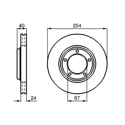 Imagem de BOSCH 0 986 478 663 Disco de travão 254 24 5 108 ventilado, interior ventilado oleado HYUNDAI: H 1 / Starex MPV, Van