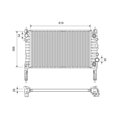 Imagem de VALEO 701378 Radiador, arrefecimento do motor Alumínio 619mm 368mm 26mm sem regulador líquido de refrigeração Aletas soldadas