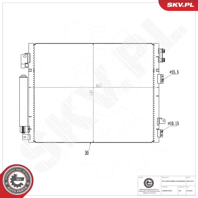 Imagem de ESEN SKV 86SKV347 Condensador com secador Alumínio 647mm