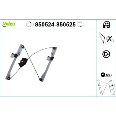 Imagem de Valeo Elevador de vidro à frente, lado esquerdo elétrico sem motor com função conforto 850524 VOLKSWAGEN: Golf 4, Bora Sedan, 4 Variant
