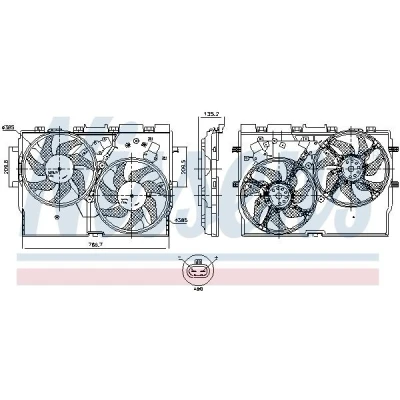 Imagem de NISSENS 850004 Ventilador de Radiador 385 12 250 sem regulador integrado FIAT: Ducato III Camião plataforma / Chassis, Van