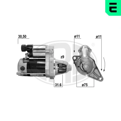 Imagem de ERA 221074A Motor de arranque 12V 0,8kW 9 30 50 75mm HONDA: CIVIC 7 Hatchback