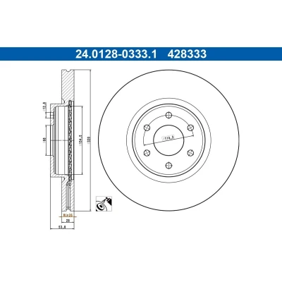 Imagem de ATE Disco de travão NISSAN: NP300 Navara Pick up 320,0mm 28,0mm 6 114,3mm ventilado revestido 24.0128 0333.1 Discos