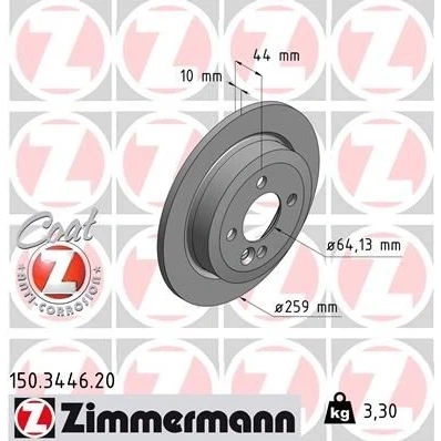 Imagem de ZIMMERMANN COAT Z 150.3446.20 Disco de travão 259 10 5/4 4 100 cheio revestido alto carbono MINI: Hatchback, Clubman, Cabrio