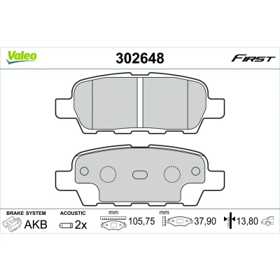 Imagem de VALEO 302648 Jogo de pastilhas para travão disco Eixo traseiro incl. contacto aviso desgaste com chapa anti ruído