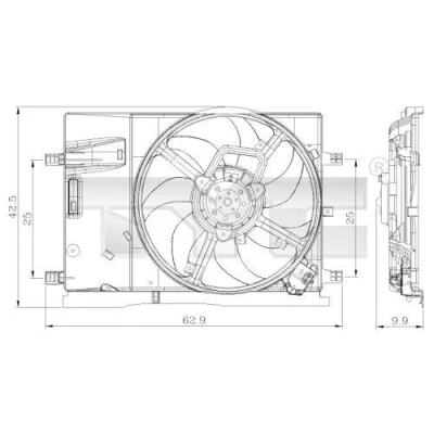 Imagem de TYC 809 0018 Ventilador de Radiador OPEL: Corsa D Hatchback, E FIAT: Punto II Evo Hatchback