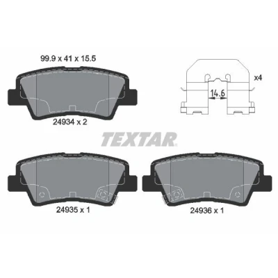 Imagem de TEXTAR 2493401 Jogo de pastilhas para travão disco com avisador sonoro desgaste acessórios KIA: Soul I, HYUNDAI: Tucson