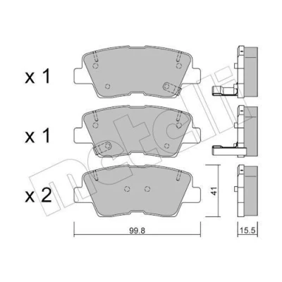 Imagem de METELLI 22 0886 0 Jogo de pastilhas para travão disco com avisador sonoro desgaste KIA: Soul I, SSANGYONG: Korando III SUV