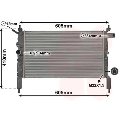Imagem de VAN WEZEL 37002023 Radiador, arrefecimento do motor Alumínio 525 315 34 Aletas de refrigeração unidas mecanicamente OPEL: Astra F Caravan, CC