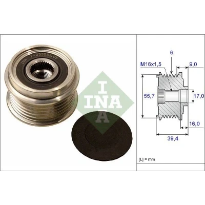 Imagem de INA 535 0060 10 Polia Roda Livre do Alternador 39,4 Ferramenta especial necessária para a montagem SEAT: Ibiza 3, VOLKSWAGEN: Polo IV Hatchback