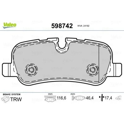 Imagem de VALEO 598742 Jogo de pastilhas para travão disco Eixo traseiro excl. contacto aviso desgaste com chapa anti ruído