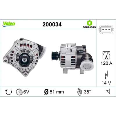 Imagem de VALEO 200034 Alternador 14V 120A BMW: 3 Coupe, Sedan, 5 Sedan