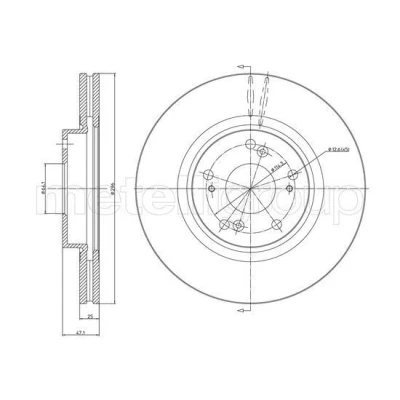 Imagem de METELLI Disco de travão HONDA: ACCORD 8 Kombi, 296,0mm 25,0mm 5 64,1mm ventilado pintado 23 1324C Discos