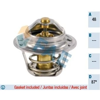 Imagem de FAE 5202987 Termóstato, líquido de refrigeração 87oC com juntas DAEWOO: Lanos Sedan, Nubira Carrinha, CHEVROLET: Lacetti Hatchback, Sedan