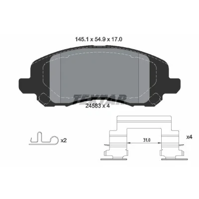 Imagem de TEXTAR 2458301 Jogo de pastilhas para travão disco com avisador sonoro desgaste DODGE: Caliber, JEEP: Patriot, CHRYSLER: Sebring III Sedan
