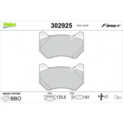 Imagem de VALEO 302925 Jogo de pastilhas para travão disco Eixo dianteiro excl. contacto aviso desgaste sem parafusos, com chapa anti ruído AUDI: Q5