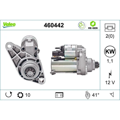 Imagem de VALEO 460442 Motor de arranque 12 1,1 10 SEAT: Ibiza 3, 4, Leon II Hatchback, VOLKSWAGEN: GOLF 5, 6, Polo IV AUDI: A3 Hatchback