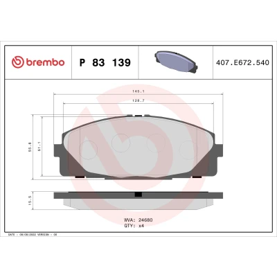 Imagem de BREMBO P 83 139 Jogo de pastilhas para travão disco excl. contacto aviso desgaste sem acessórios TOYOTA: HIACE 4 Bus, Kasten