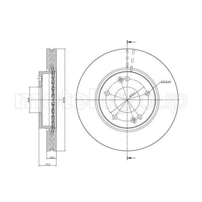 Imagem de METELLI Disco de travão HYUNDAI: Trajet, Santa Fe I 276,0mm 26,0mm 5 69,0mm ventilado pintado 23 0843C 517123B000 Discos