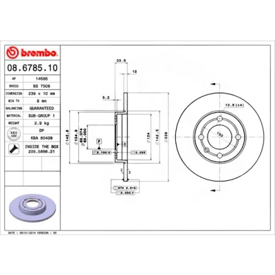 Imagem de BREMBO 08.6785.10 Disco de travão 239 10 4 cheio com parafusos VOLKSWAGEN: Polo III Hatchback, SEAT: Arosa