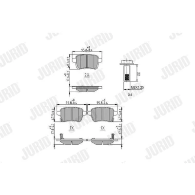 Imagem de JURID 573689J Jogo de pastilhas para travão disco com avisador sonoro desgaste acessórios FIAT: Tipo Carrinha, Hatchback, 500L