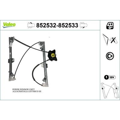 Imagem de Valeo Elevador de vidro à frente, lado esquerdo elétrico sem motor com função conforto 852532 SKODA: Rapid Hatchback