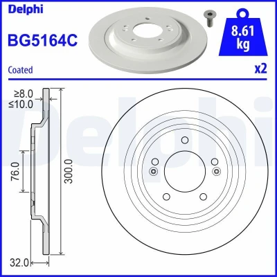 Imagem de Disco de travão DELPHI BG5164C voltar/completo/1 peça