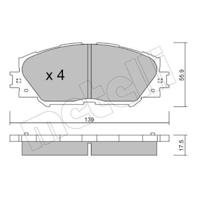 Imagem de METELLI 22 0747 0 Jogo de pastilhas para travão disco excl. contacto aviso desgaste TOYOTA: Auris Hatchback, Yaris III Hatchback