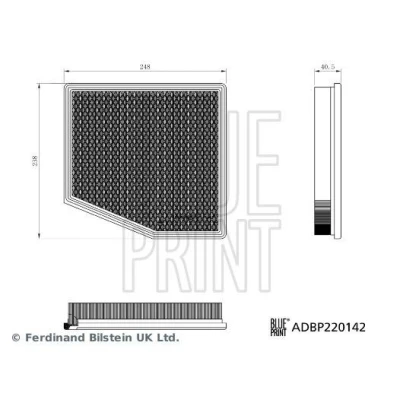 Imagem de BLUE PRINT ADBP220142 Filtro de ar 41mm 238mm 248mm Cartucho filtrante