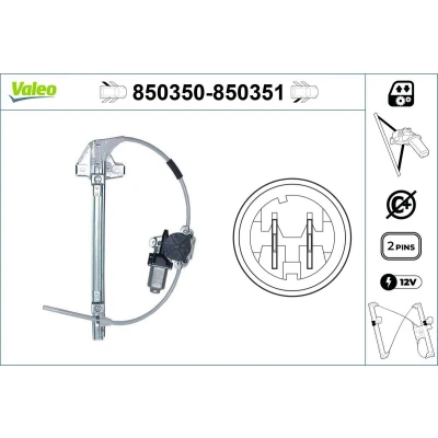 Imagem de Valeo Elevador de vidro traseira esquerda elétrico com motor sem função conforto 850350 RENAULT: MEGANE 1, 1 Classic